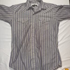 Vintage Ranch & Town western rodeo shirt short sleeve pearl snap stripe L